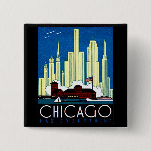 1930 Visit Chicago Poster 2 Inch Square Button