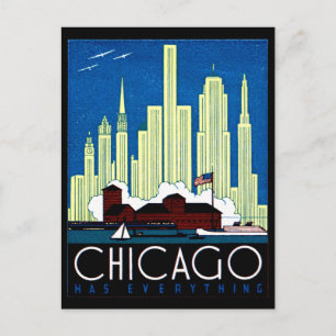 1930 Visit Chicago Poster Postcard