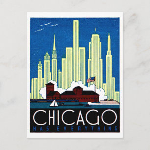 1930 Visit Chicago Poster Postcard