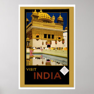 1930 Visit India Delhi House - Classic Old Vintage Poster