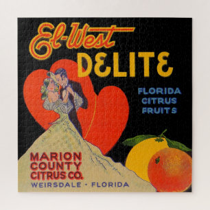1930s art deco El-West Delite Florida Citrus Fruit Jigsaw Puzzle