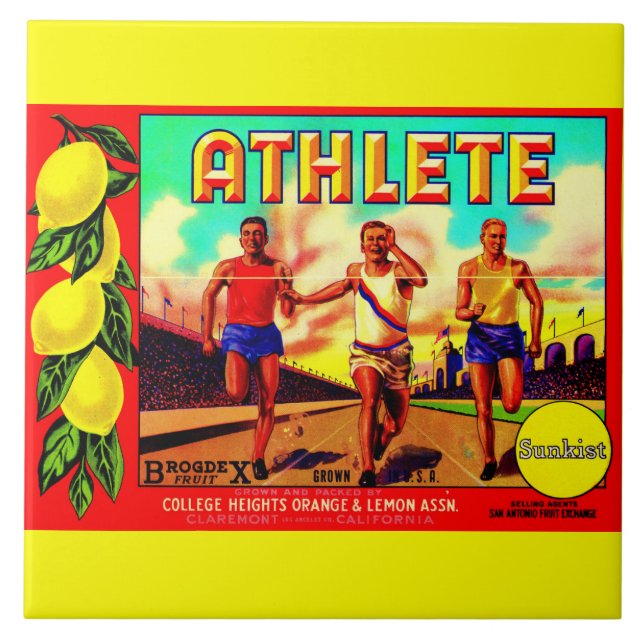 1930s Athlete fruit crate label Tile (Front)