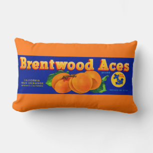 1930s Brentwood Aces apricots crate label Lumbar Pillow