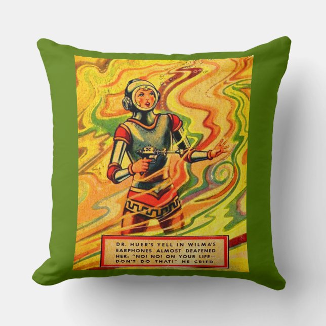 1930s Buck Rogers comic Wilma Deering Throw Pillow (Front)