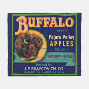 1930s Buffalo Brand Apples crate label print Fleece Blanket