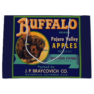 1930s Buffalo Brand Apples crate label print Large Gift Bag