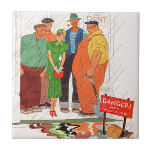 1930s burly men and pretty lady tile