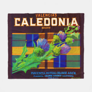 1930s Caledonia orange crate label Fleece Blanket