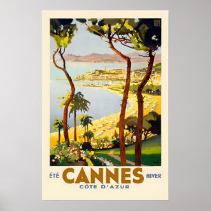 1930s Cannes France Vintage Style French Travel Poster