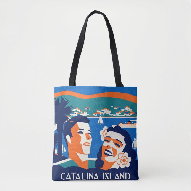 1930s Catalina Island Luggage Tag Design Tote Bag (Front)