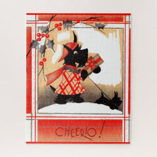 1930s Christmas Scottie dog says ‘Cheerio’ Jigsaw Puzzle