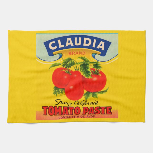 1930s Claudia tomato paste label Kitchen Towel (Horizontal)