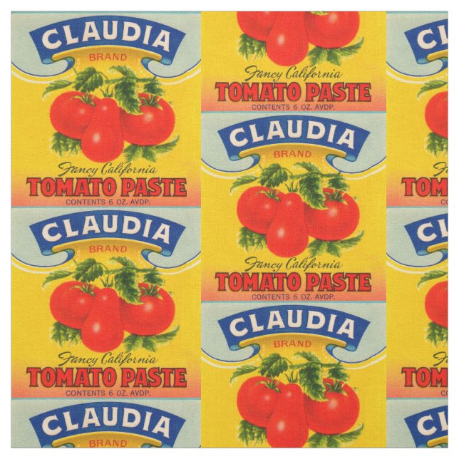 1930s Claudia tomato paste label print Fabric (Swatch)