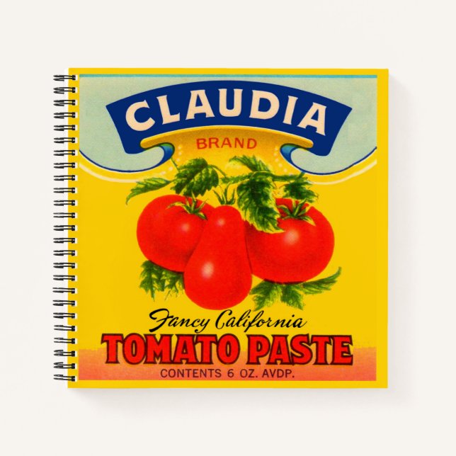 1930s Claudia tomato paste label print Notebook (Front)