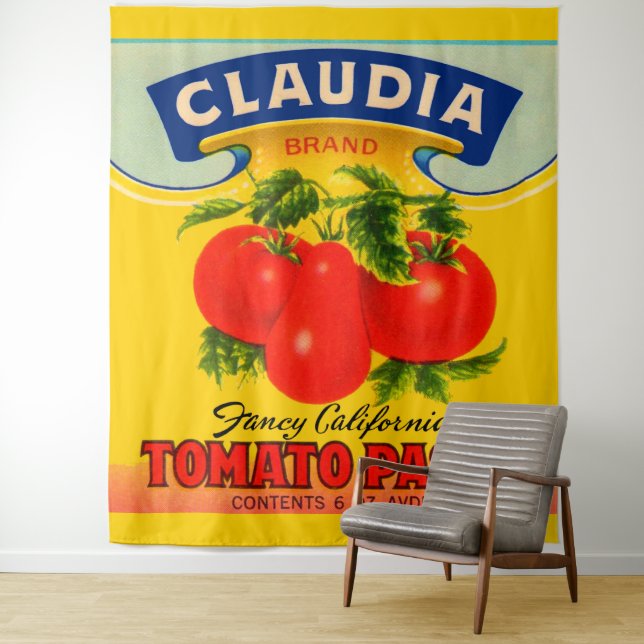 1930s Claudia tomato paste label Tapestry (In Situ)