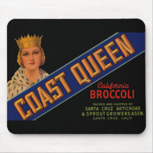  1930s Coast Queen broccoli crate label Mouse Pad