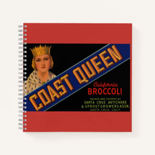  1930s Coast Queen broccoli crate label Notebook