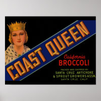  1930s Coast Queen broccoli crate label