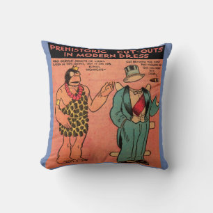 1930s comics cave man paper doll King Guzzle Throw Pillow