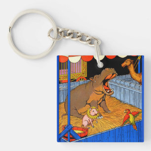 1930s crying hippopotamus and friends keychain