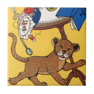 1930s cute and careless little leopard cub tile