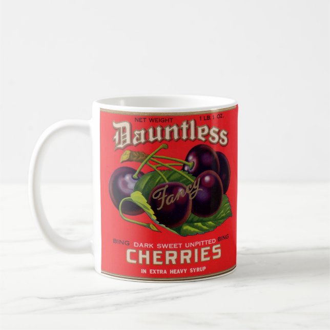 1930s Dauntless Cherries in Heavy Syrup can label Coffee Mug (Left)