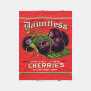 1930s Dauntless Cherries in Heavy Syrup can label Fleece Blanket