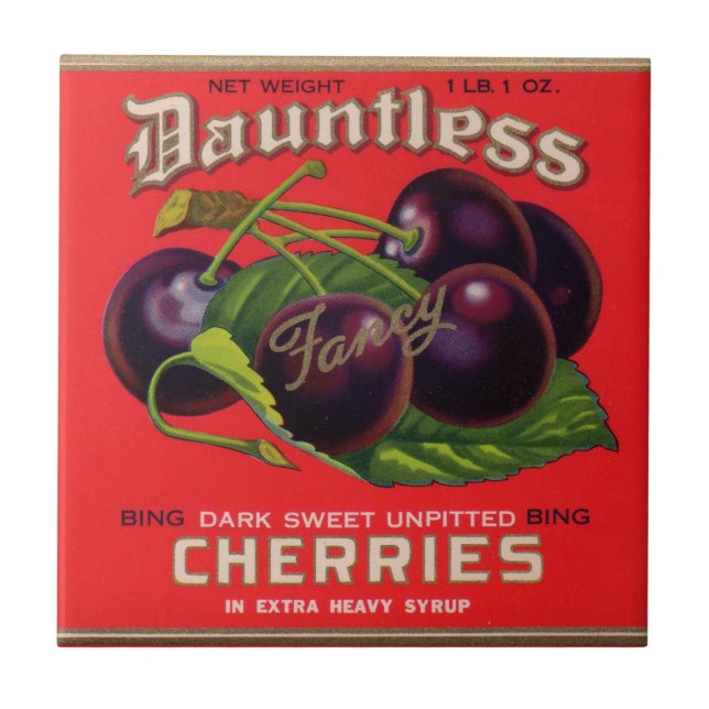 1930s Dauntless Cherries in Heavy Syrup can label Tile (Front)