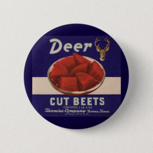 1930s Deer Cut Beets can label 2 Inch Round Button