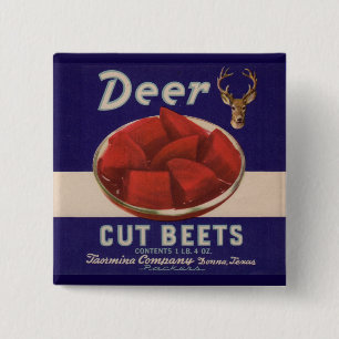 1930s Deer Cut Beets can label 2 Inch Square Button