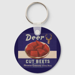 1930s Deer Cut Beets can label Keychain