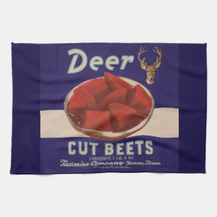 1930s Deer Cut Beets can label Kitchen Towel