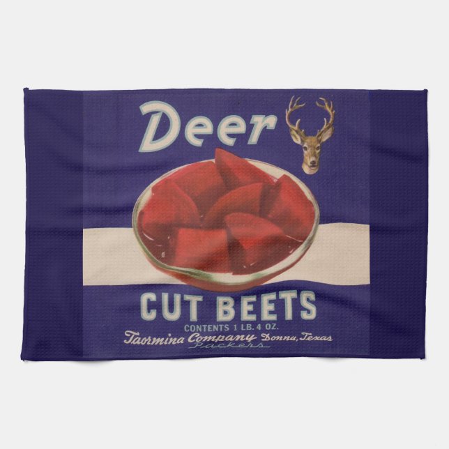 1930s Deer Cut Beets can label Kitchen Towel (Horizontal)