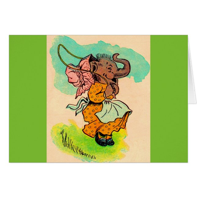 1930s dressed elephant playing jump rope (Front Horizontal)