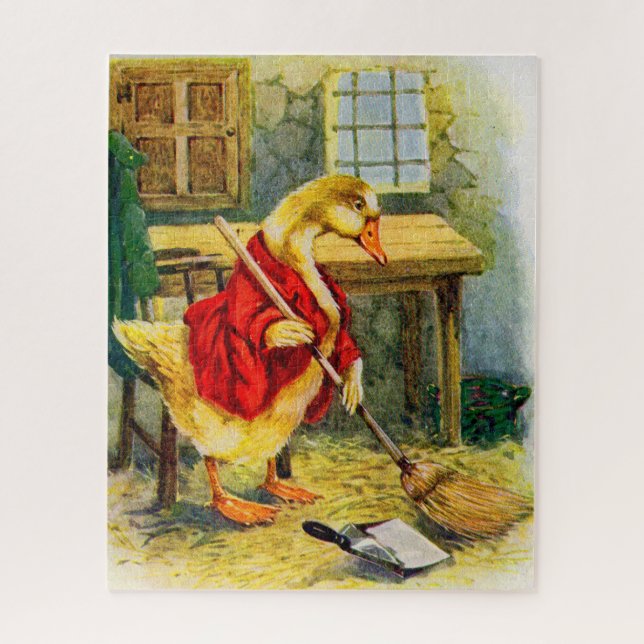 1930s duck sweeping the floor jigsaw puzzle (Vertical)