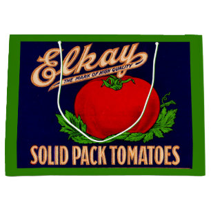  1930s Elkay Solid Pack Tomatoes can label print Large Gift Bag