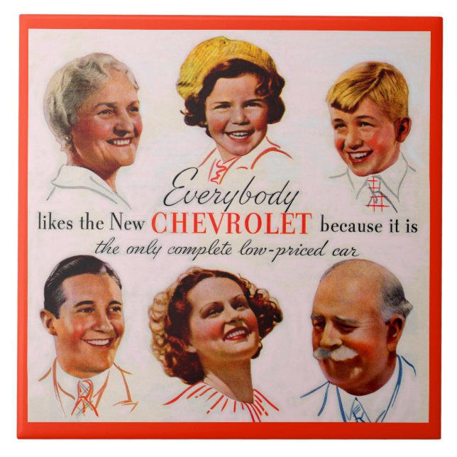 1930s Everybody Likes Chevrolet Tile (Front)