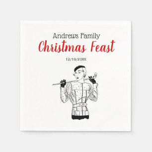 1930s Fashionable Lady Golfer with Golf Club Napkin