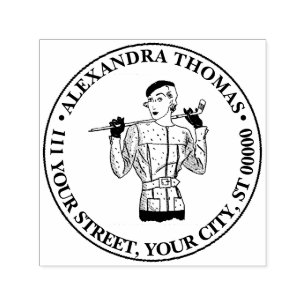 1930s Fashionable Lady Golfer with Golf Club Self-inking Stamp