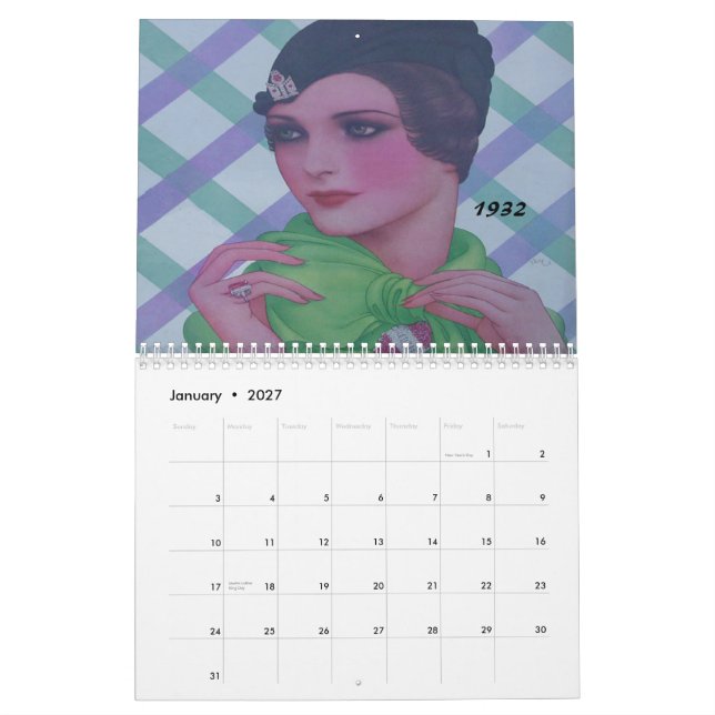 1930's Fashionable Women Calendar (Jan 2027)