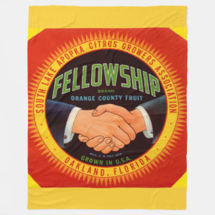 1930s Fellowship Orange County Citrus label Fleece Blanket