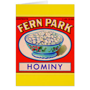 1930s Fern Park hominy grits label
