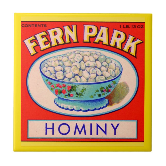 1930s Fern Park hominy grits label Tile (Front)