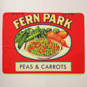 1930s Fern Park peas and carrots label Sherpa Blanket