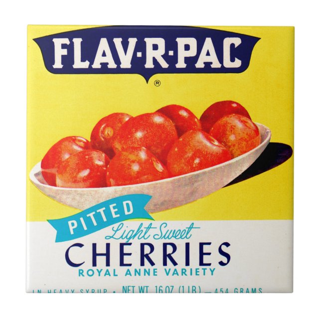 1930s Flav-R-Pac pitted cherries label Tile (Front)