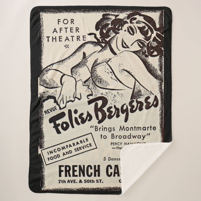 1930s Folies Bergere ad print Sherpa Blanket (Front)