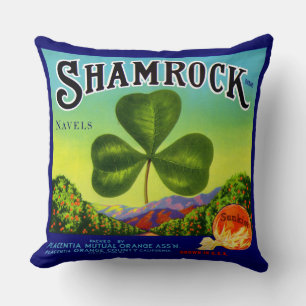 1930s fruit crate label Shamrock Navel Oranges Throw Pillow