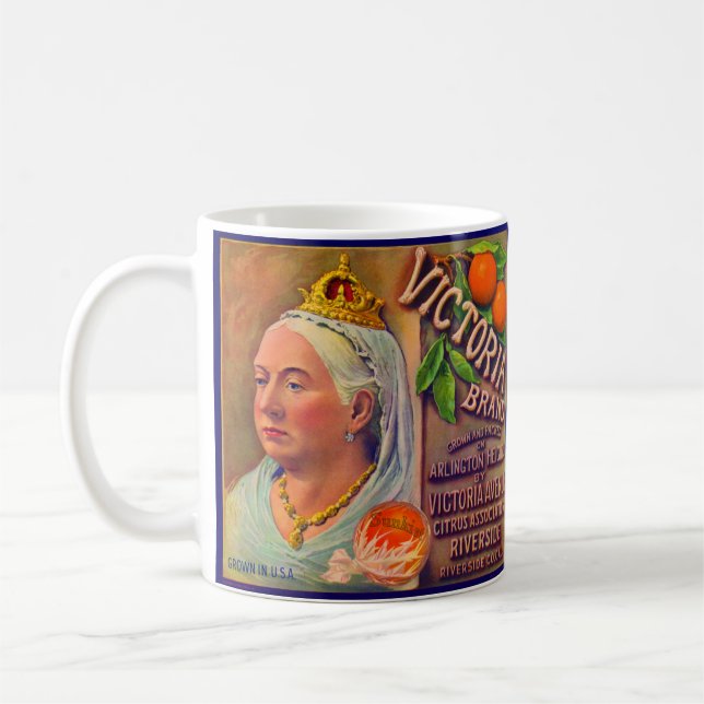 1930s fruit crate label Victoria brand oranges Coffee Mug (Left)
