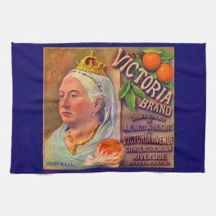 1930s fruit crate label Victoria brand oranges Kitchen Towel