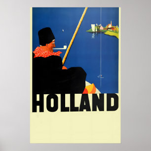 1930s “Holland” Vintage Style Old World Dutch Poster